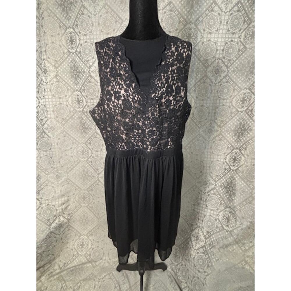 Morgan & Company Cocktail Dress Size 20 Black Lace & Satin